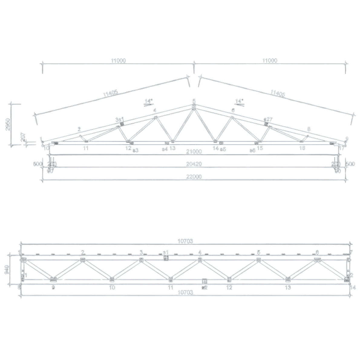 Технічне креслення ферми з металозубчатими пластинами